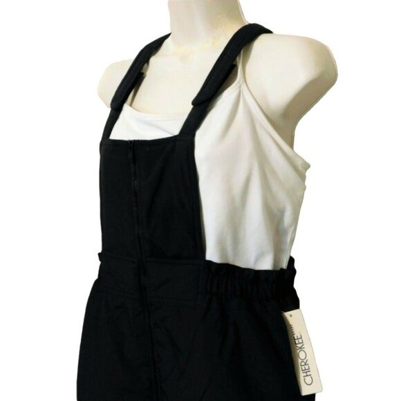 Cherokee Insulated Bib Overalls L Kids Black Adjustable Straps Winter Ski Nylon - Picture 3 of 9